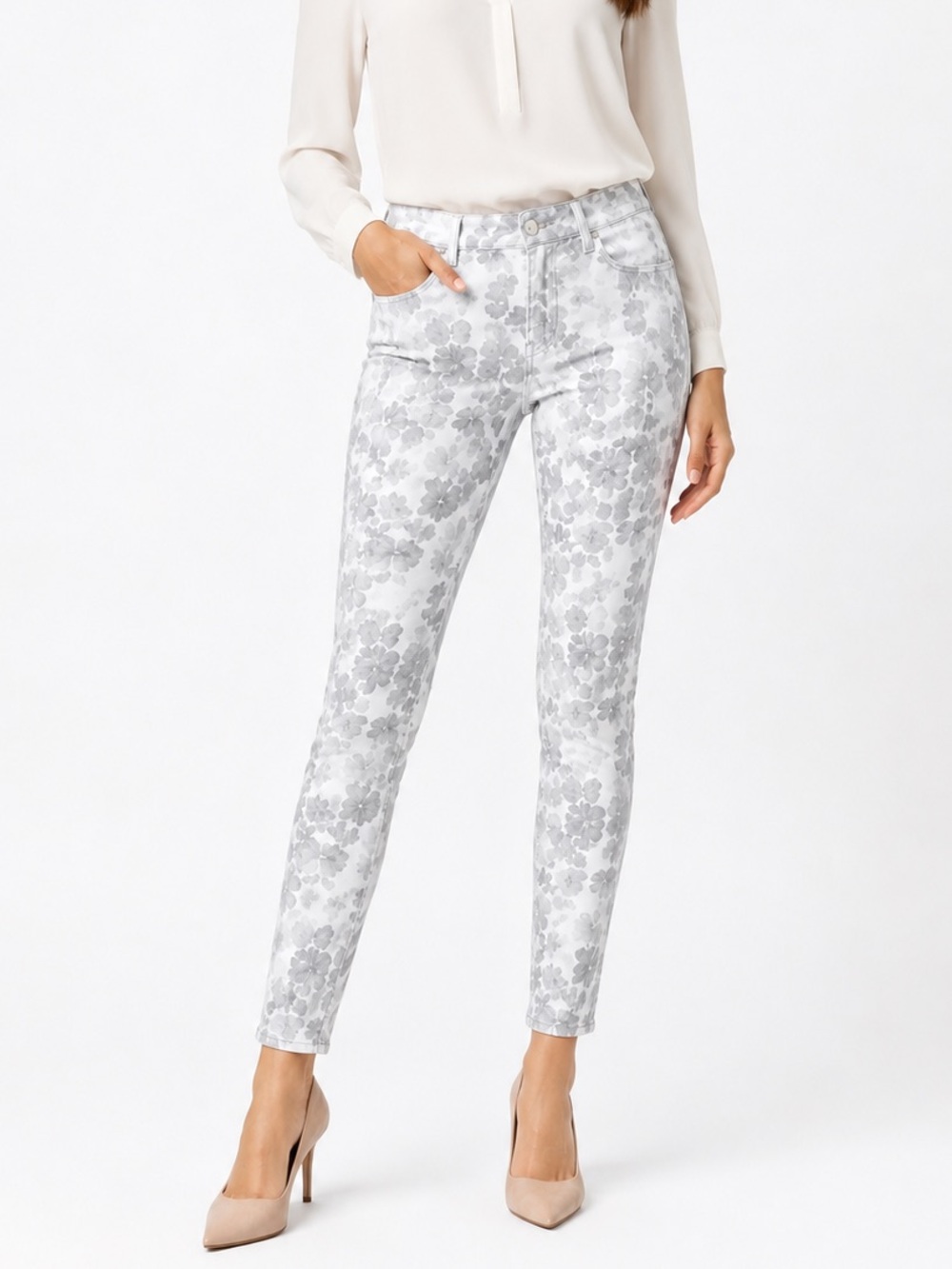 WHBM White House Black Market Floral Print Skinny Ankle Pants 0